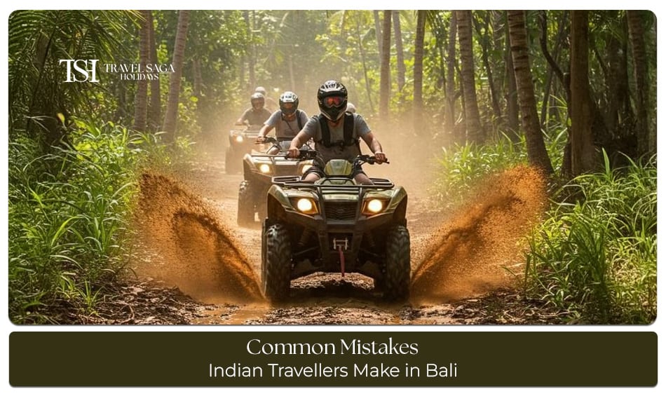 Indian travellers in Bali learning essential travel tips to avoid common mistakes related to transport, currency exchange, local customs, and itinerary planning.