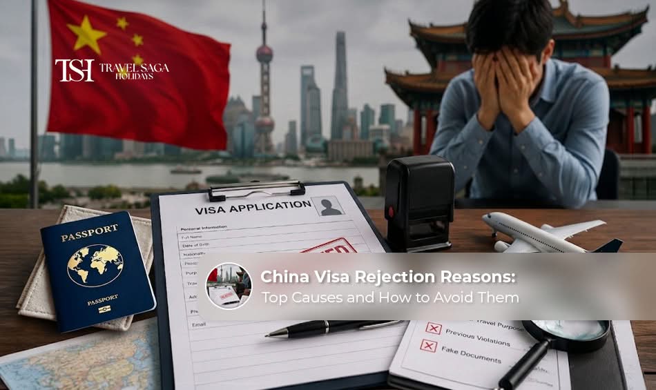 Applicant checking passport and visa documents after receiving a China visa rejection notice