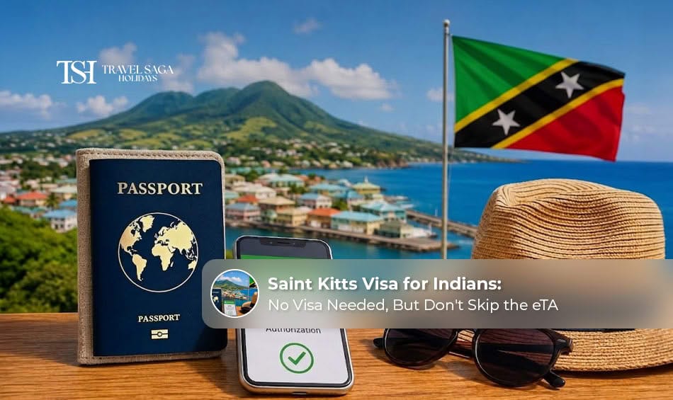 Saint Kitts visa application guide for Indian citizens with passport and travel documents.