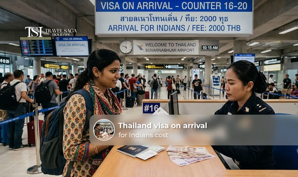 Indian traveller checking the Thailand visa-on-arrival process, fees, and required documents before departure.