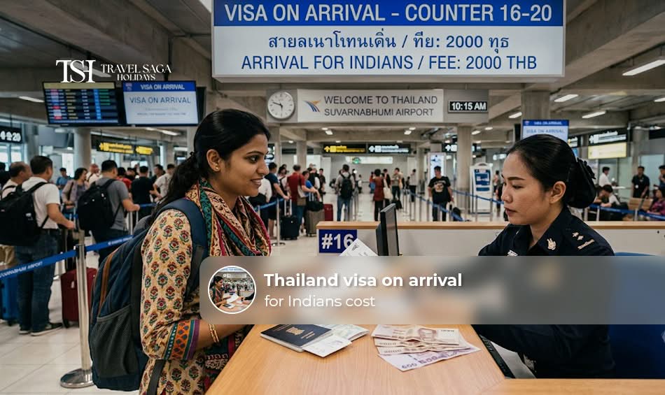 Indian traveller checking the Thailand visa-on-arrival process, fees, and required documents before departure.
