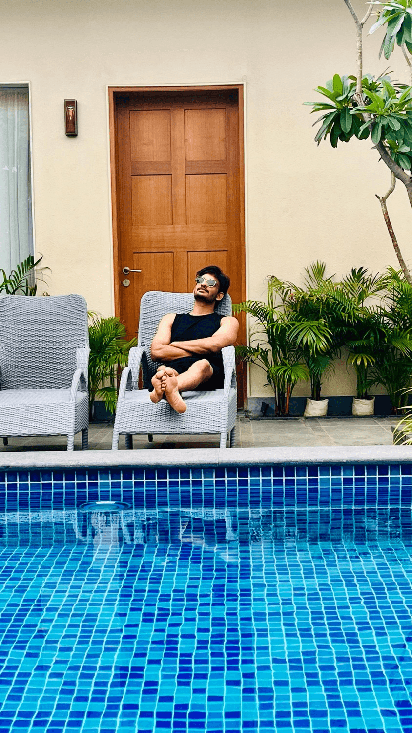 Solo traveller relaxing at Hilton Bali Resort with beautiful ocean views in Nusa Dua, Bali